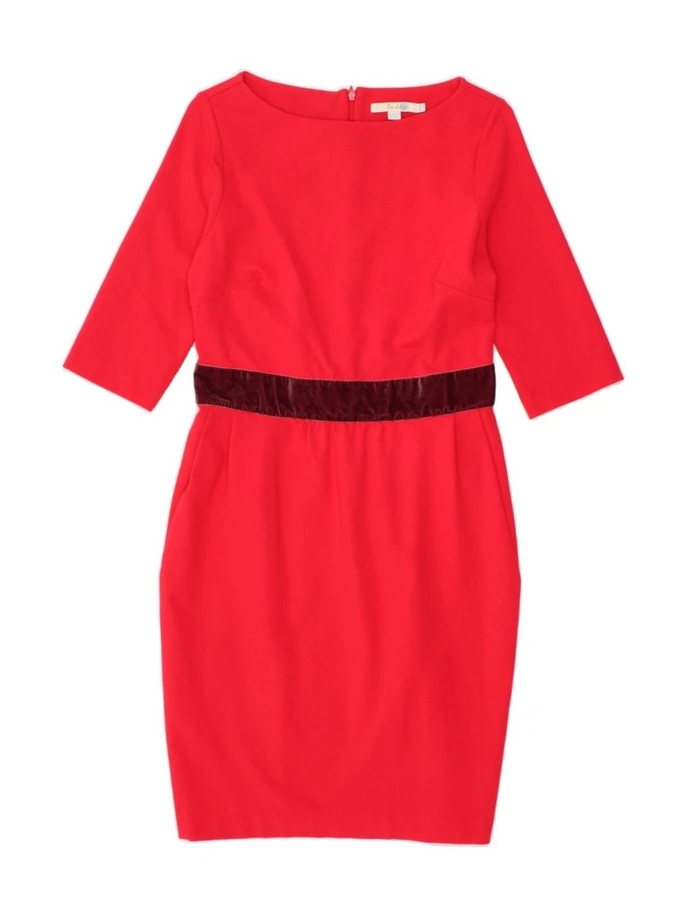 Boden Red Sheath Dress with Velvet Waistband